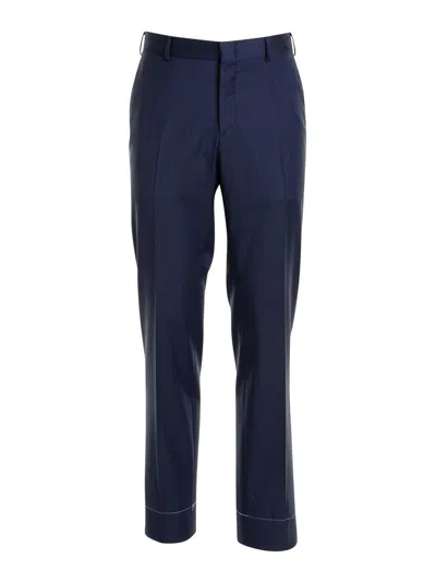 Brioni Pienza Cotton Straight Pants In Azul