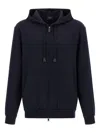 Brioni Casual Cotton Hoodie Featuring Front Pockets In Blue