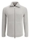 Brioni Zip-up Ribbed-knit Cardigan In Gray