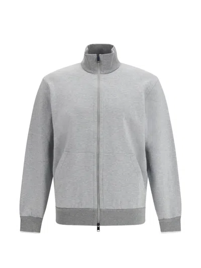 Brioni Zip-up Sweatshirt In Gray
