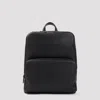 Brioni Embossed Logo Grained Leather Backpack In Black