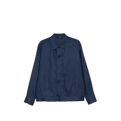 Brioni Zipped Shirt Jacket In Blue