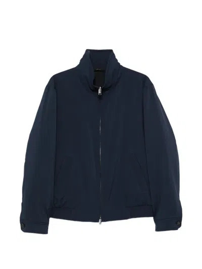 Brioni Zip-up Bomber Jacket In Blue