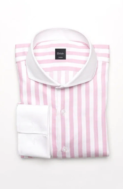 Brisk Bold Twill Stripes Pima Cotton Shirt In Pink Bold Twill Stripes