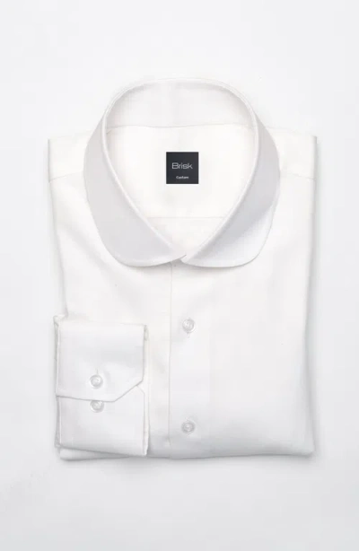 Brisk Club Collar Pima Cotton Twill Shirt In White