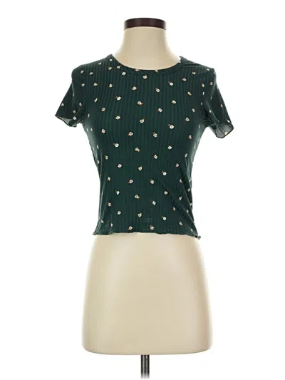 Pre-owned Brit & Bri Short Sleeve Top Green Keyhole Neckline Tops