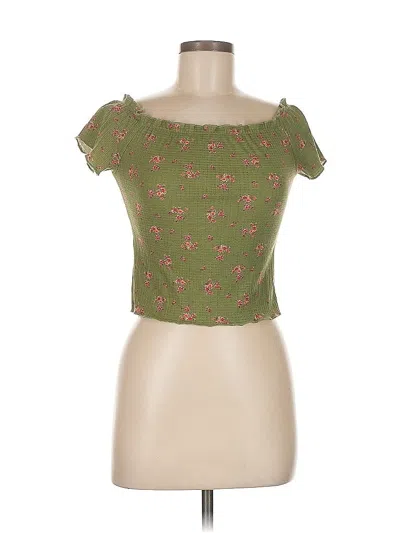 Pre-owned Brit & Bri Short Sleeve Top Green Sweetheart Neckline Tops