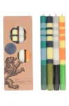 British Colour Standard Assorted 4-pack Stripe Dinner Candles In Multi-coloured