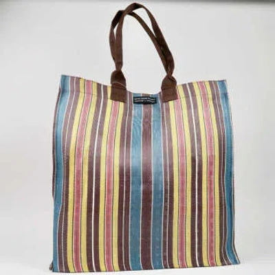 British Colour Standard Eco Woven Market Shopping Bag In Indian Yellow, Sage And Rose Beige