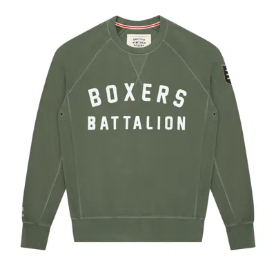 British Vintage Boxing Green Boxers Battalion Appliqué Crewneck Sweatshirt