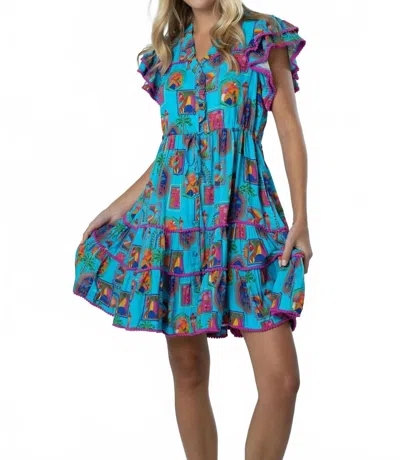 Briton Court Abby Mini Dress In Turquoise In Yellow