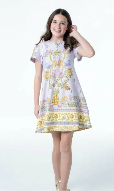 Briton Court Kids' Abigail Knit Dress In Lilac In White