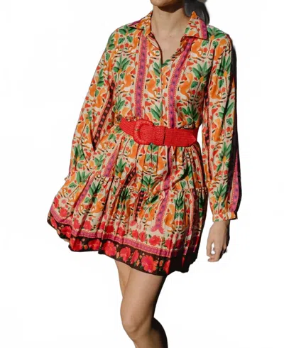 Briton Court Alma Mini Dress In Coral In Multi