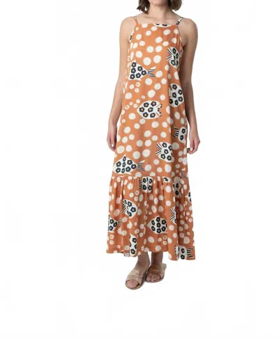 Briton Court Bitsy Maxi Dress In Tan In Orange