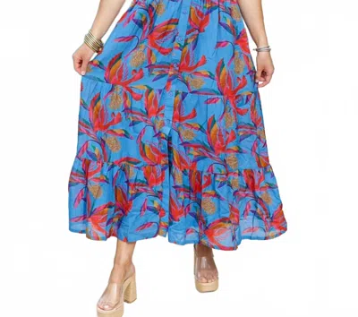 Briton Court Blu Danube Maxi Frenchi Dress In Multi