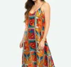 Briton Court Camille Slip Dress In Orange Multi In Multi