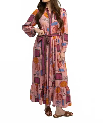 Briton Court Dakota Maxi Dress In Salmon Rose In Multi