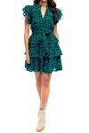 Briton Court Delilah Ruffle Dress In Emerald In Gold