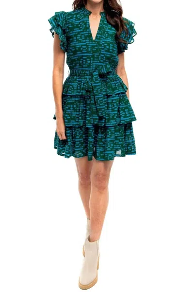 Briton Court Delilah Ruffle Dress In Emerald In Green