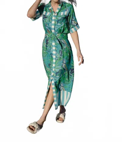 Briton Court Elena Midi Dress In Jade Green In Multi