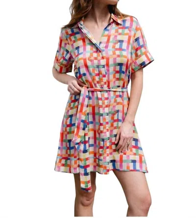 Briton Court Elena Mini Dress In Checker Blue In Multi