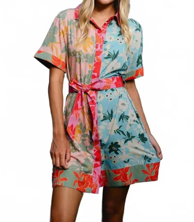 Briton Court Elena Mini Dress In Colorblock Floral In Multi