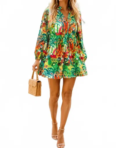 Briton Court Eliza Mini Dress In Kelly Green In Multi