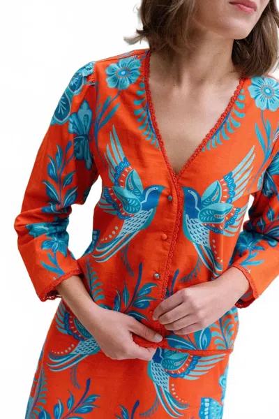 Briton Court Esther Top In Strawberry Waves In Multi