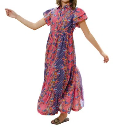 Briton Court Georgia Maxi Dress In Pink Multi Color