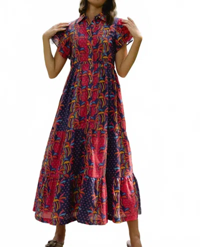 Briton Court Georgia Midi Dress In Navy In Red