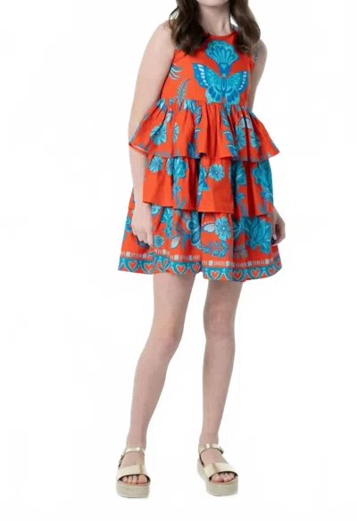 Briton Court Kids' Girl's Goldie Mini Dress In Bright Red In White