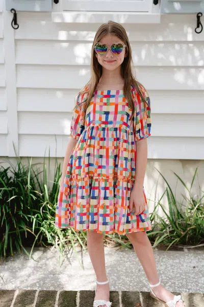 Briton Court Kids' Girl's Haven Dress In Checker Blue In Multi