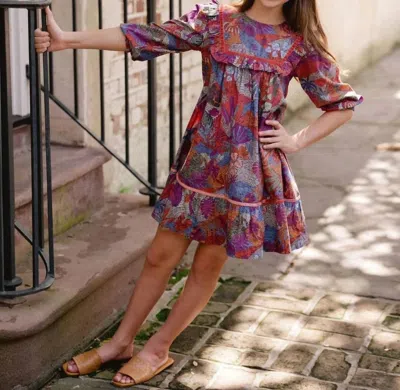 Briton Court Kids' Girls Rose Blair Dress In Burgundy In Multi