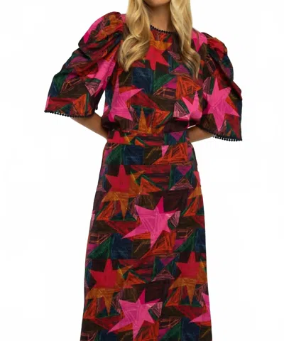 Briton Court Isla Puff Sleeve Blouse In Red Multi