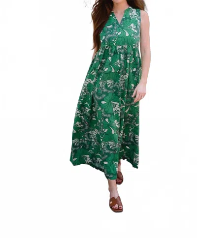 Briton Court Jenny Linen Maxi Dress In Emerald In Green