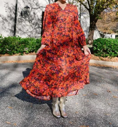 Briton Court Jenny Maxi Dress In Fall Floral In Multi
