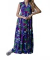 Briton Court Josie Maxi Dress In 100% Cotton Viscose In Multi