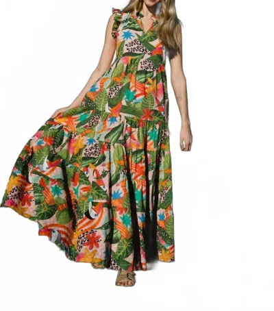 Briton Court Josie Maxi Dress In Pink In Green
