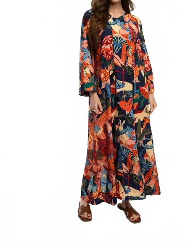 Briton Court Juliet Maxi Dress In Navy In Multi