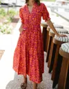 Briton Court Kayley Midi Dress In Sugar Coral In Brown