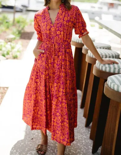 Briton Court Kayley Midi Dress In Sugar Coral In Brown