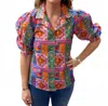 Briton Court Kendall Button Down Top In Multi In Multi