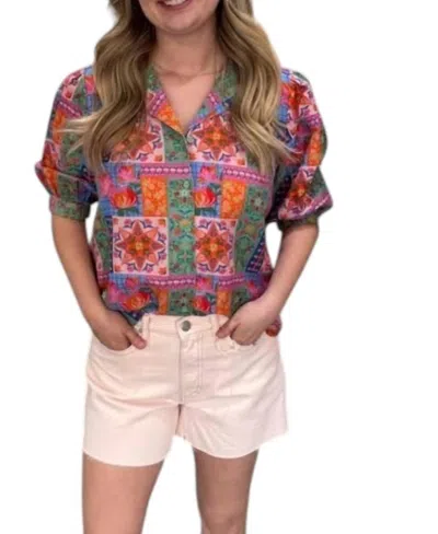 Briton Court Kendall Button Down Top In Multi