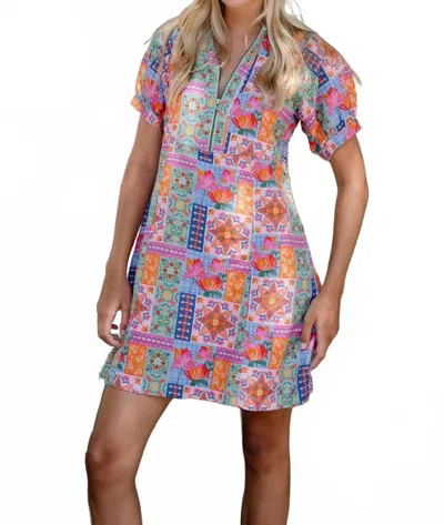 Briton Court Lilah Mini Dress In Quilt In Multi