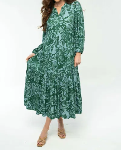Briton Court Long Sleeve Jenny Maxi Dress In Kelly Green