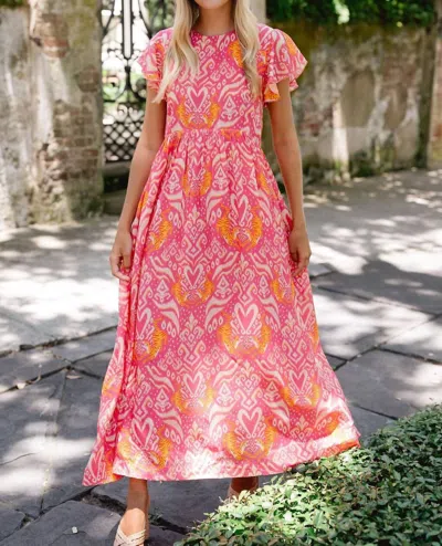 Briton Court Lydia Tiger Maxi Dress In Pink