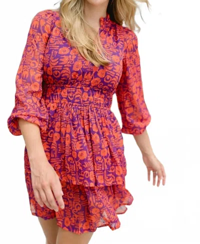 Briton Court Natali Mini Dress In Vibrant Orange In Pink