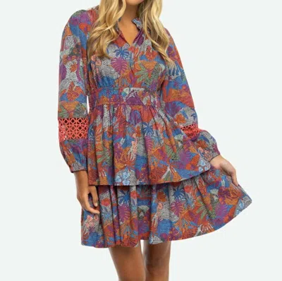 Briton Court Natalie Mini Dress In Burgundy Rose In Blue