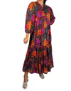Briton Court Orchid Maxi Dress In Burgundy Rose In Multi