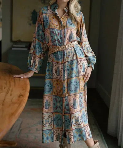 Briton Court Sienna Western Shirt Dress In Painted Tiles In Multi